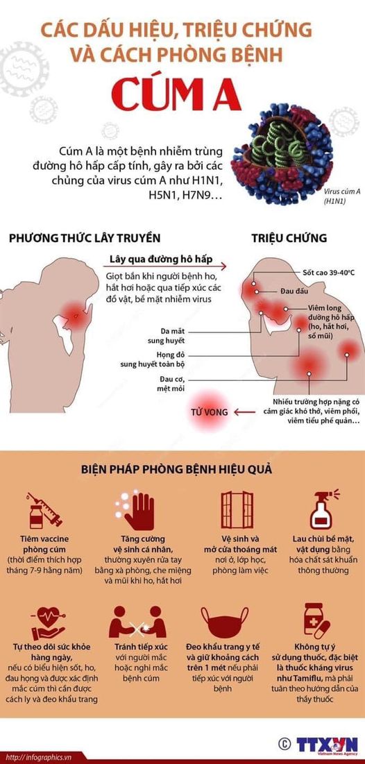 CÁC DẤU HIỆU, TRIỆU CHỨNG VÀ CÁCH PHÒNG BỆNH CÚM A